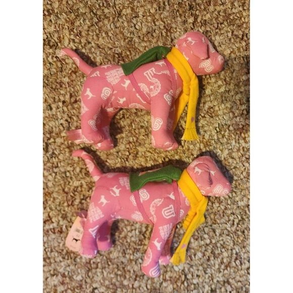 Victoria's Secret PHI BETA PINK DOG Stuffed Anima Scarf Backpack x2 - Picture 6 of 8